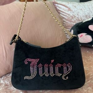 Juicy Couture Black Bag with Gold Chain and Pink Accents